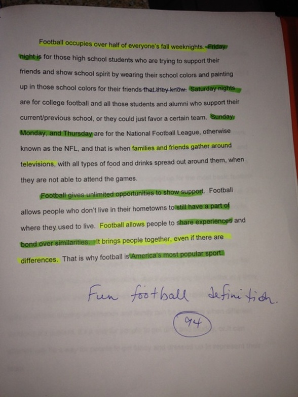 a good thesis statement for football